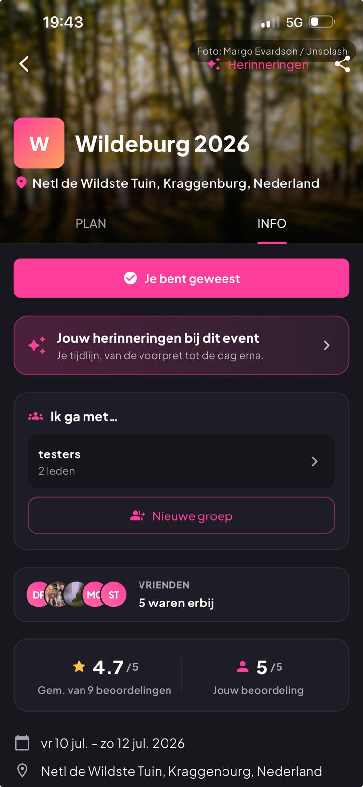 Eventgroep in Stuubs met de keuzes van vrienden
