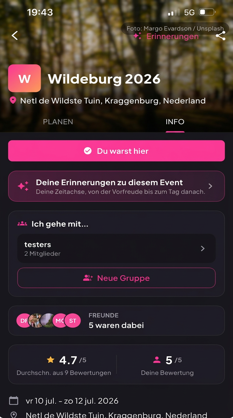 Event-Gruppe in Stuubs mit den Picks von Freunden
