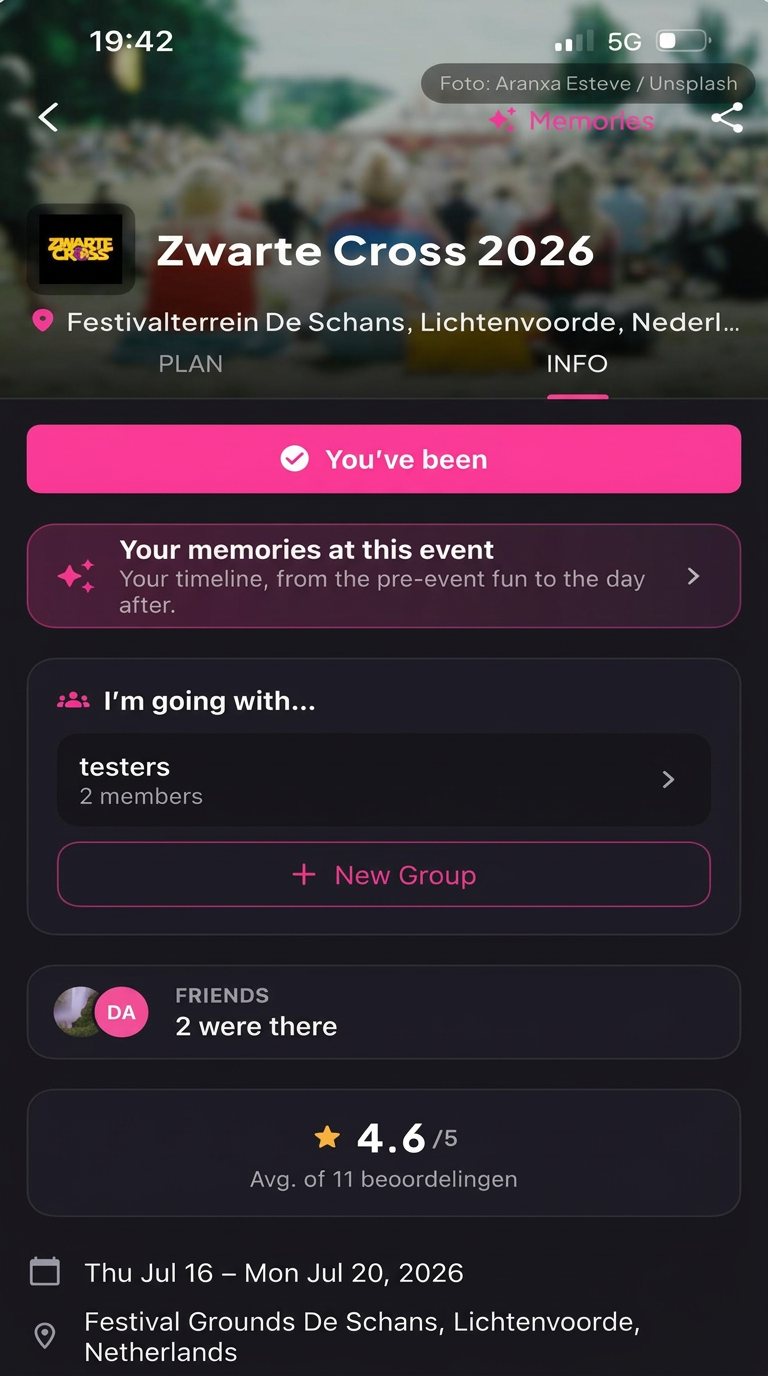 Finding a festival in the Stuubs app