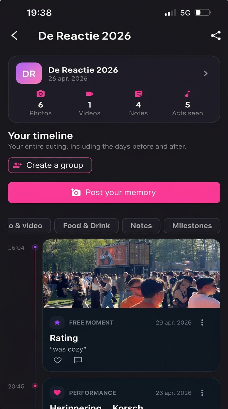 Festival memories timeline in Stuubs